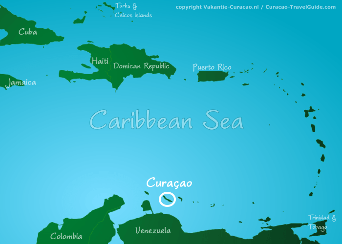 Ligging Curacao in het Caribisch gebied