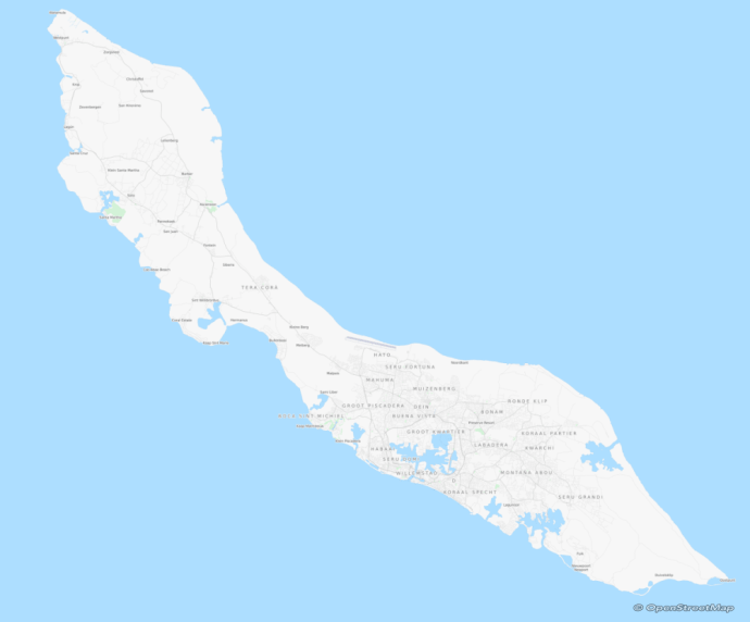 Kaart van Curacao door OpenStreetsMap